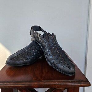 Rieker Steel Blue Woven Leather Women's Slingbacks, Size 8.5/9, Gently used!